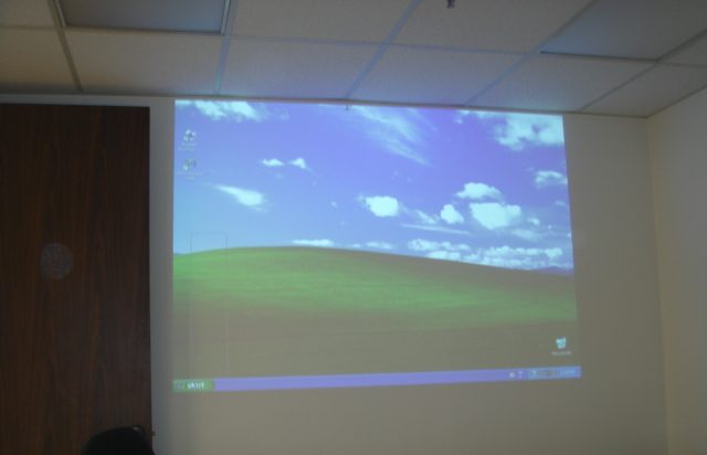 Boardroom projector and screen, installed by Dave's Home Theater
