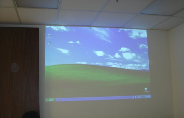 Boardroom projector and screen installed by Dave's Home Theater